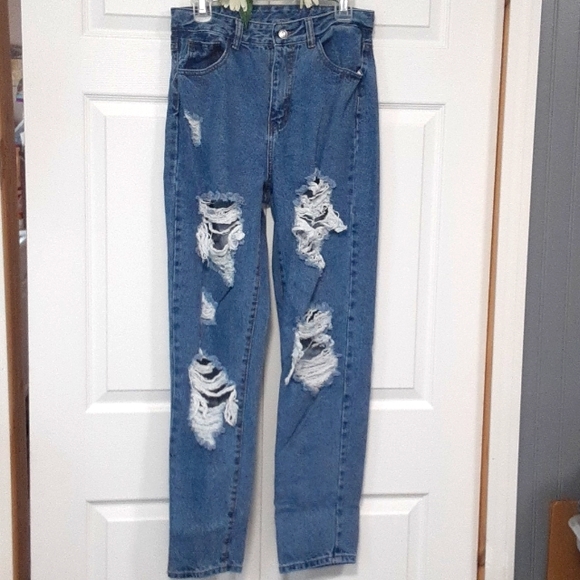 Shein Distressed High Rise Jeans - Picture 9 of 14